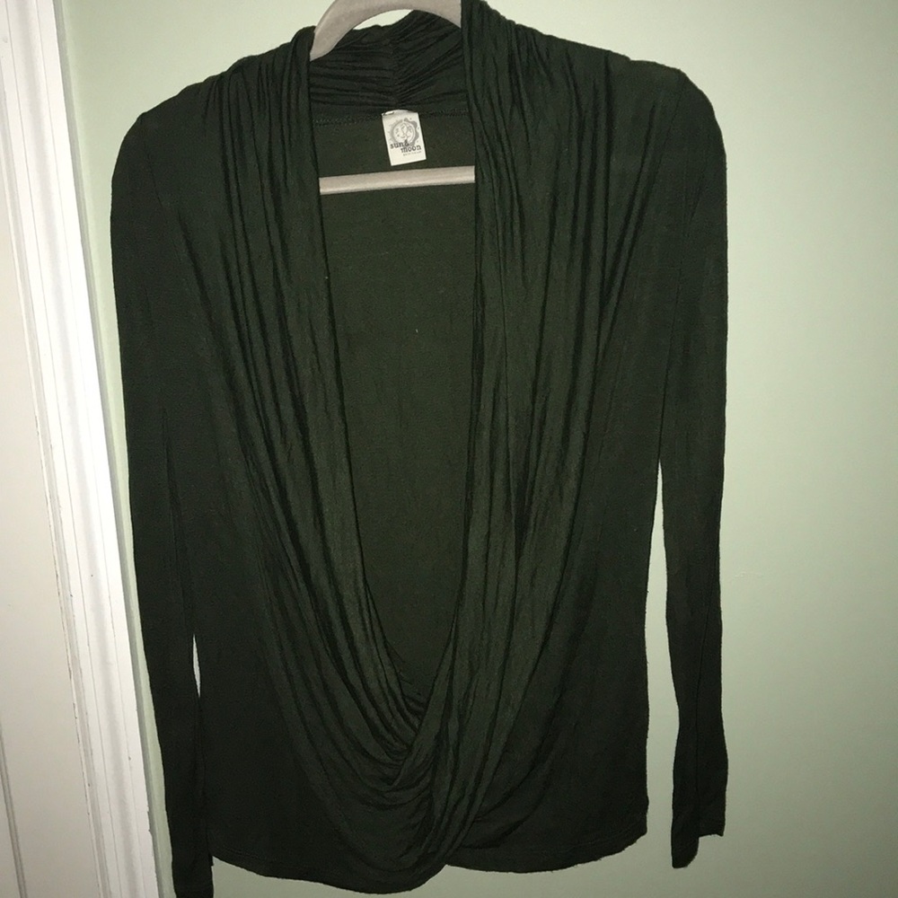 Hunter Green Twist Front Surplice Top